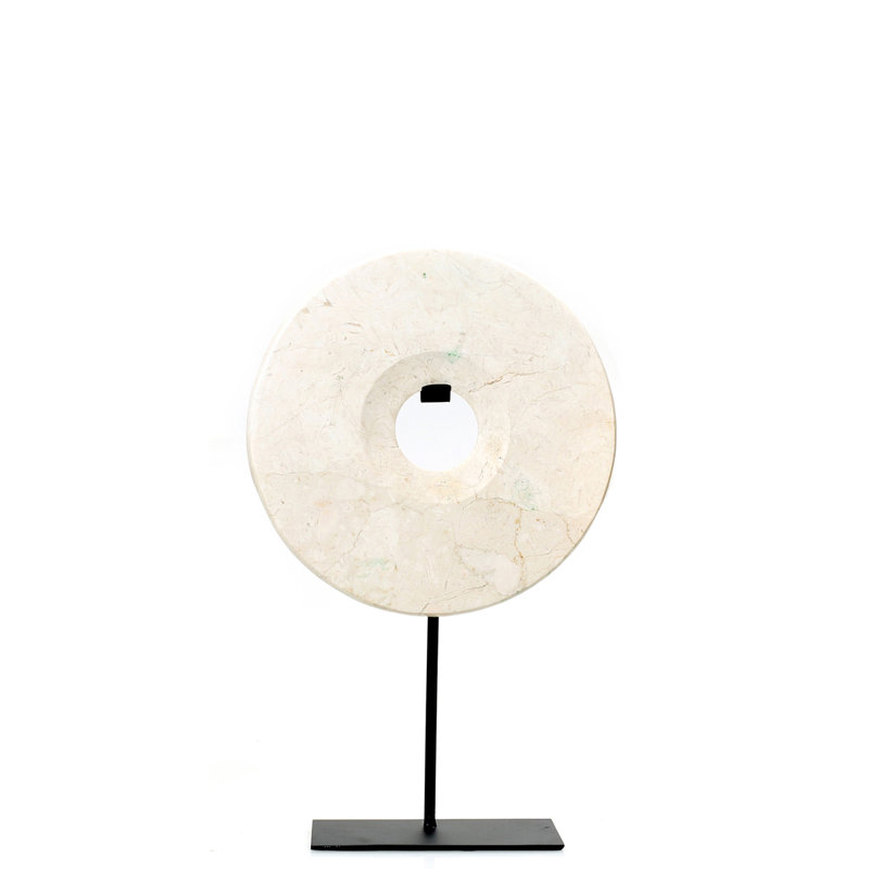 Handmade Stone Abstract Figurine / Sculpture Decorative Object, 35 cm H x 20 cm W x 9 cm D, White