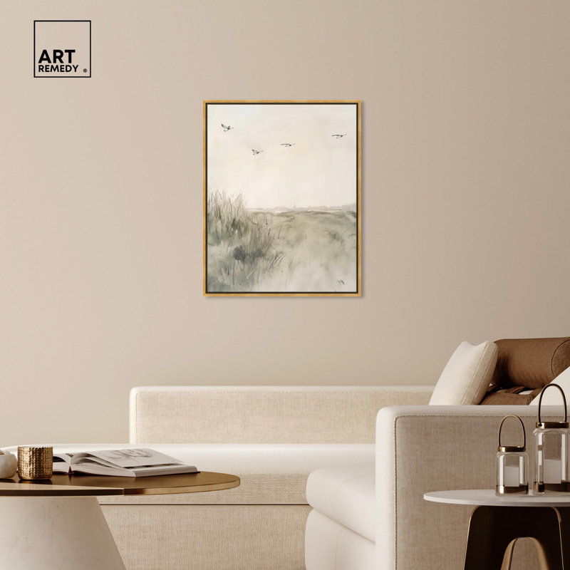 Gaviotas Gold Framed Abstract Canvas Wall Art, 20" x 16"