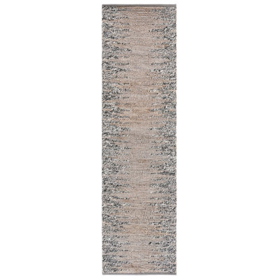 Servan Natural Fiber Hand Woven Jute/Wool Abstract Rug in Gray/Black