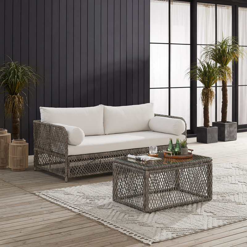 Cobe 2pc Wicker Outdoor Sofa Patio Furniture Set