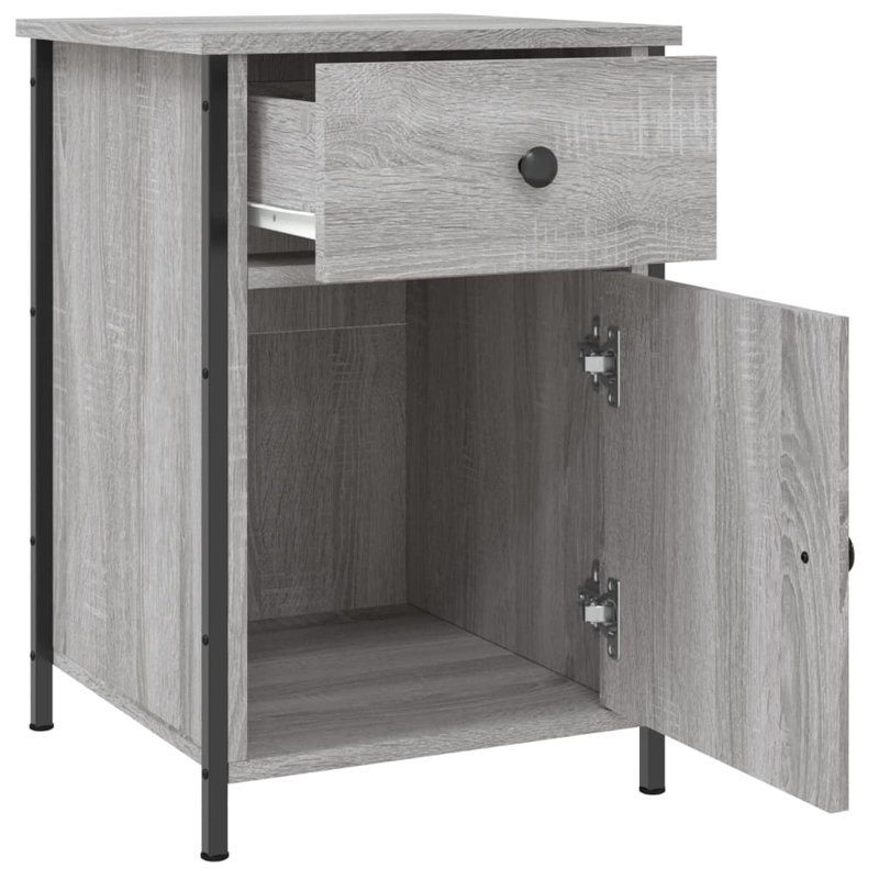 Maybritt 40cm W Iron Bedside Table, Grey Sonoma, Individual