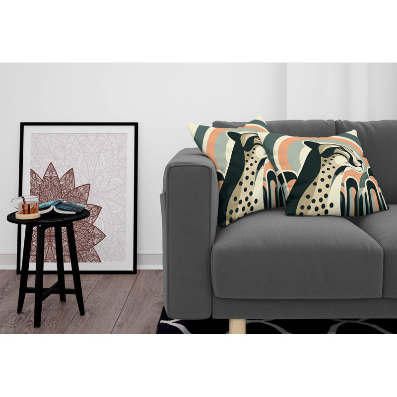 Cheetah Print Peach and Gray Microfiber Euro Pillow Covers, Set of 2