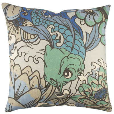 Koi Cotton Throw Pillow