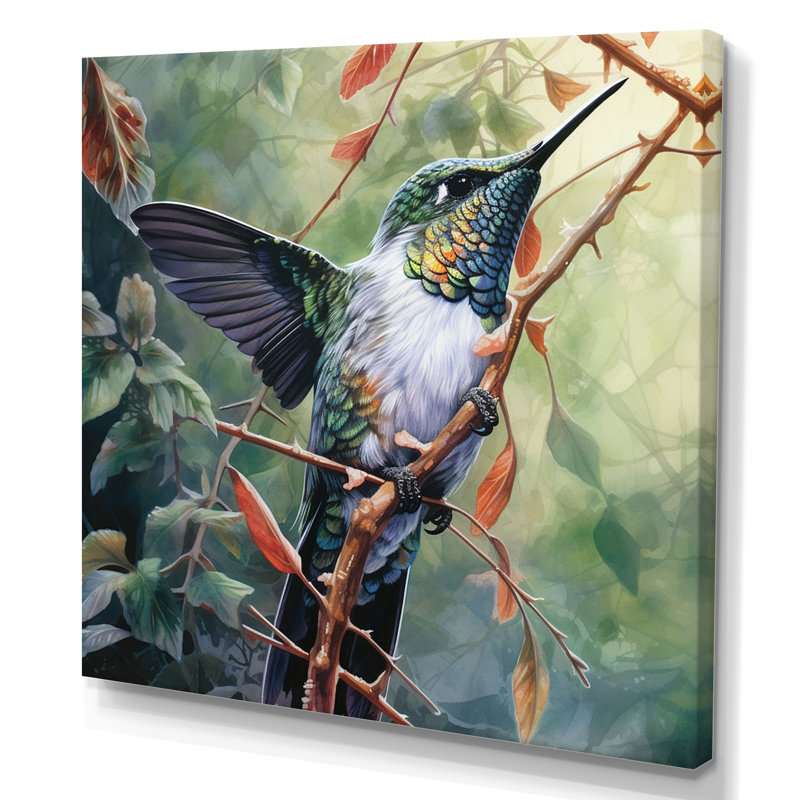 " Graceful Hummingbird IV ", Wrapped Canvas, 16" H x 16" W x 1" D