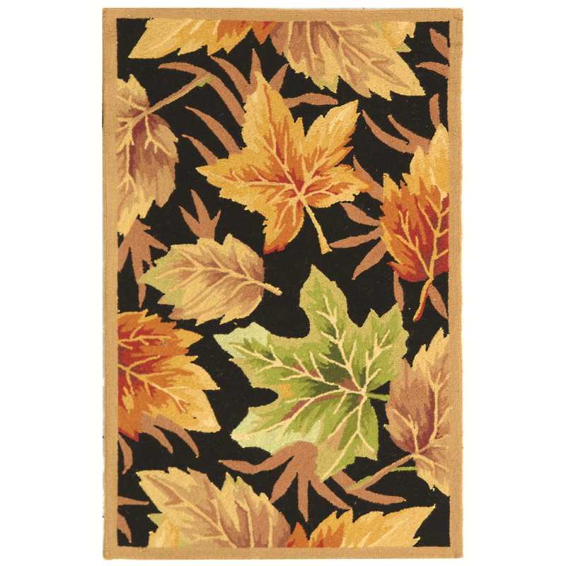 Kinchen Hand Hooked Wool Pile Floral Rug, Rectangle 2'6" x 4'