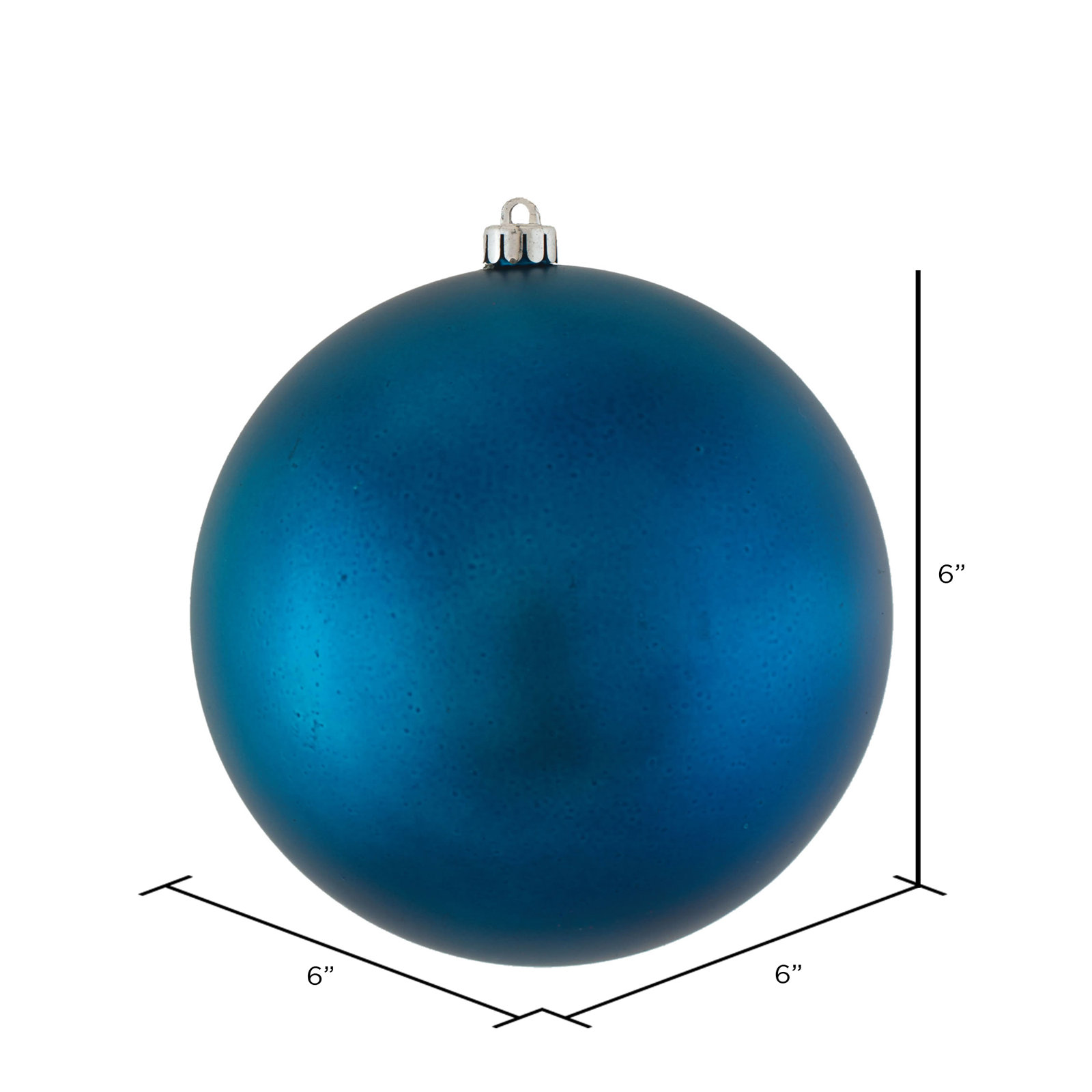Christmas Ball Ornament, Matte Sea Blue, 6" H x 6" W x 6" D