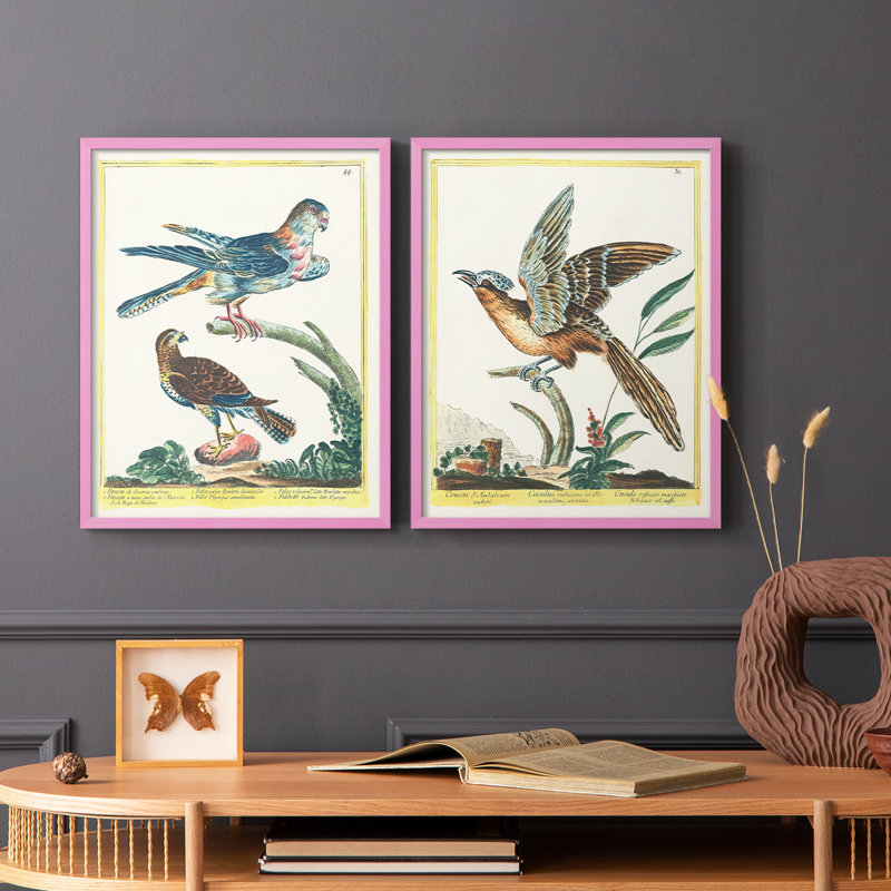 Pastel Birds III - reproduction encadrée de qualité supérieure - prête à être accrochée - aucun clou requis - aucun clou requis