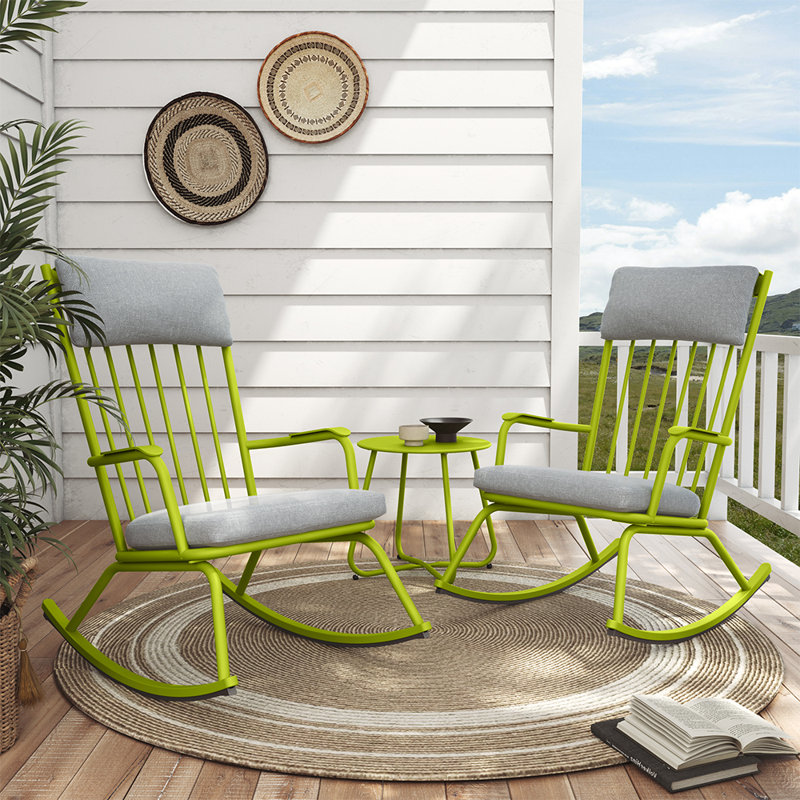 Classic Idelfonso Rocking Chairs With End Table, Green