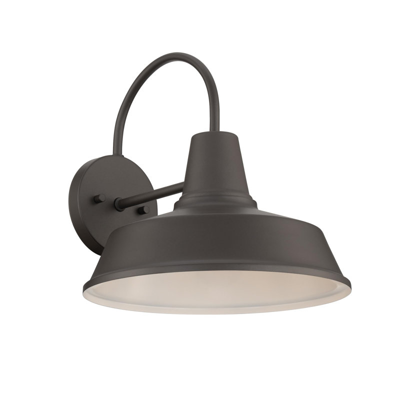 East Grove Home Builder Essentials Heritage Collection Gooseneck RLM Style Outdoor Farmhouse Barn Light with 12in Shade in Anti-Rust Dark Bronze Finish, Overall Extension 14in E26 Base Lamp