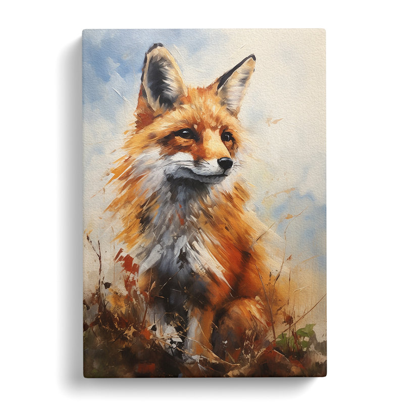 Fox Hard Edge Painting - Print, 76cm H x 50cm W x 3cm D