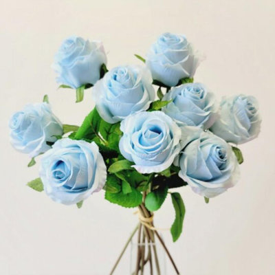 Bouquet de roses bleu clair fleur artificielle
