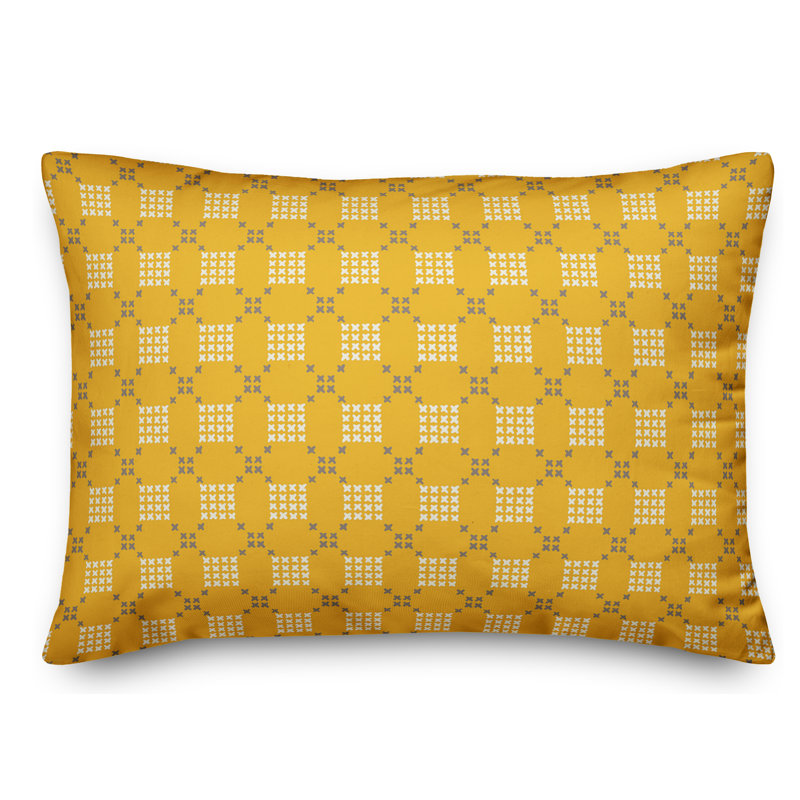 Cross-Stitch Lumbar Pillow, Yellow