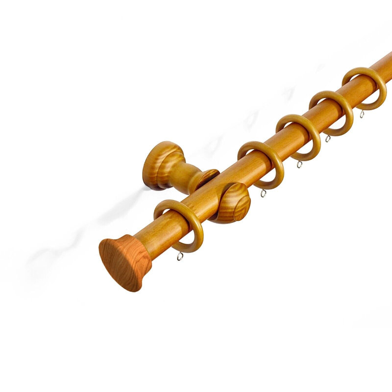 Norgren 28 mm Fixed Length Multi Finials Wooden Curtain Poles, 120cm H x 2cm W x 2cm D, Aged Oak Ball