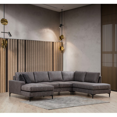 Élégant canapé d'angle, tissu brun, 78,7 x 123,6 x 61,0 pouces | Structure en bois de hêtre et en carton gris, revêtement 100% polyester | Mousse douce grise et siège à ressorts, coussins fixes, nettoyage à sec | Mobilier de salon moderne