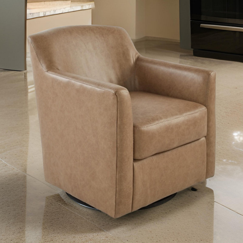 Faux Leather Swivel Accent Chair