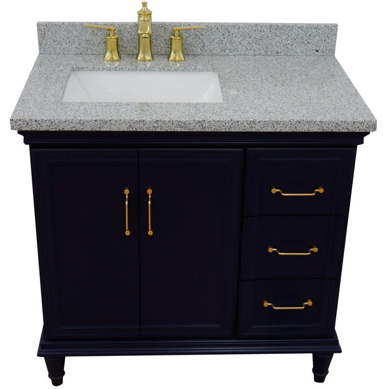 Ensemble de meuble-lavabo simple 37 po Lindisfarne, Bleu, Granite