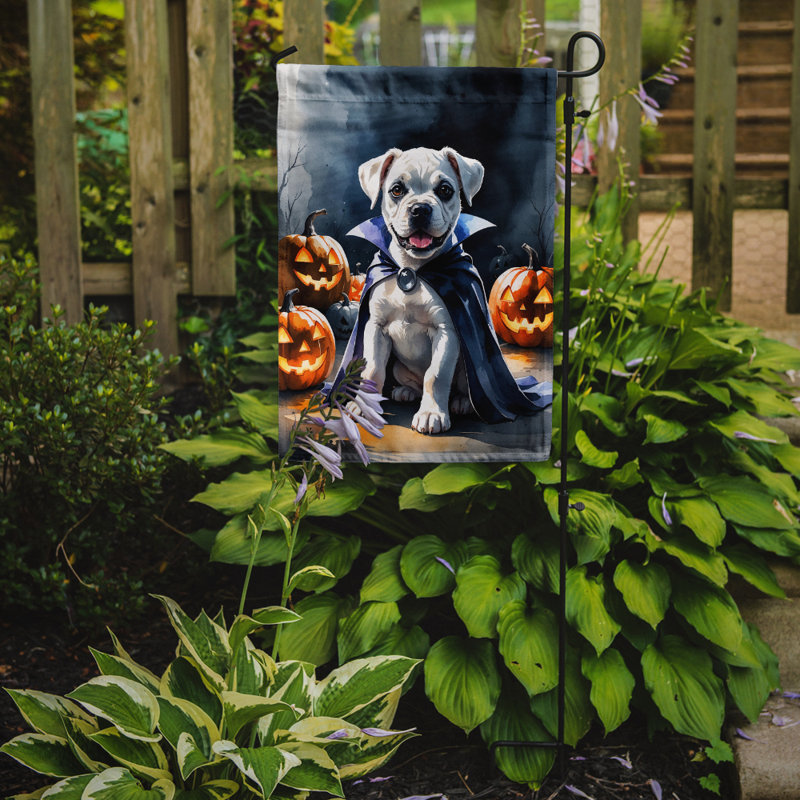 Drapeau de jardin chiot Halloween, Boxer blanc