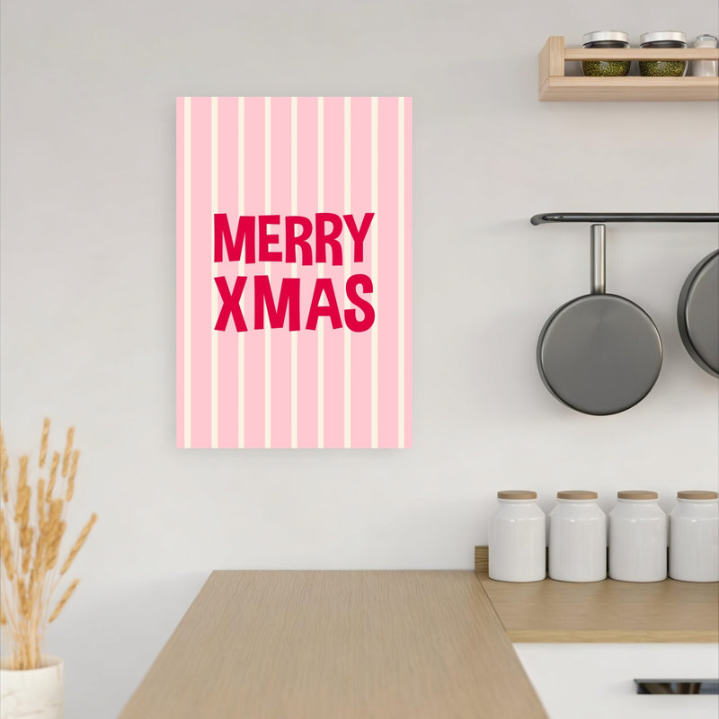 «Merry Xmas», reproduction d'art moderne abstrait audacieux, 18" H x 12" W