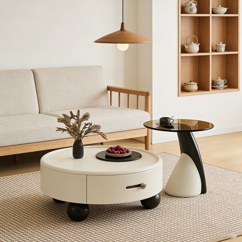 Table basse avec rangement, H 13,38 po x L 27,55 po x l 27,55 po, Noir
