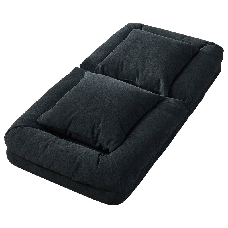 Canapé réglable paresseux, fauteuil inclinable surdimensionné en chenille avec 2 coussins, noir, Black