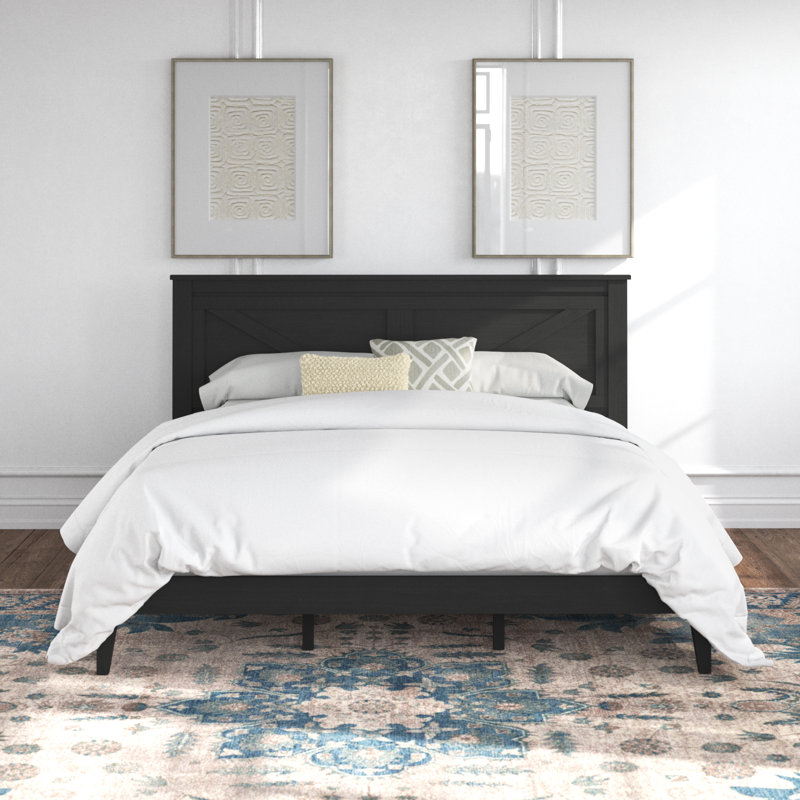 Marksbury Solid Wood Platform Bed, King, Black