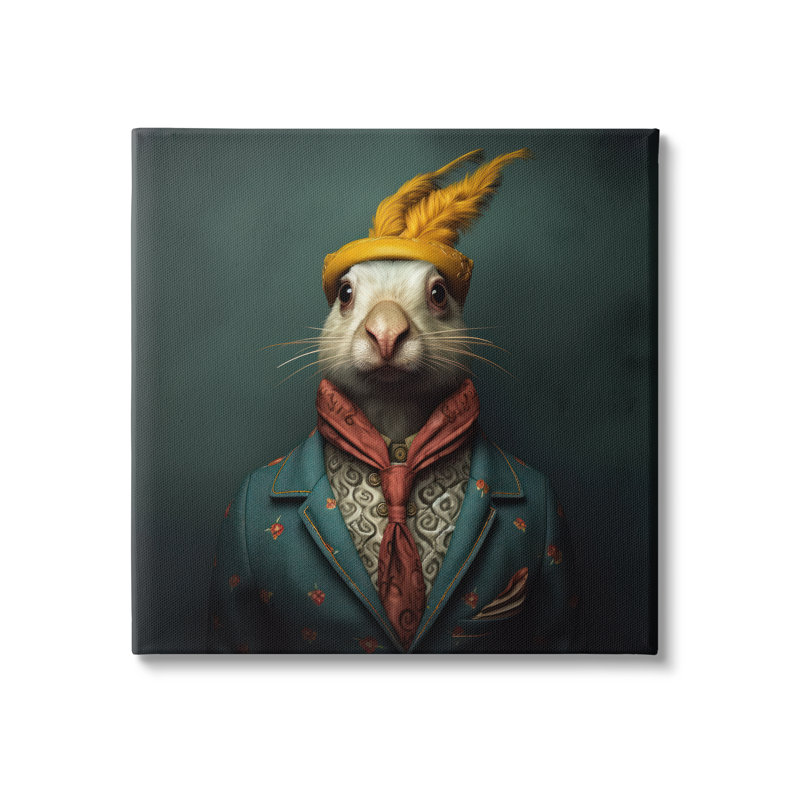 ba-928 - Reproduction encadrée de photo de lapin élégant sur toile, H 24 po x l 24 po x P 1,5 po, Giclée encadrée noir minuit