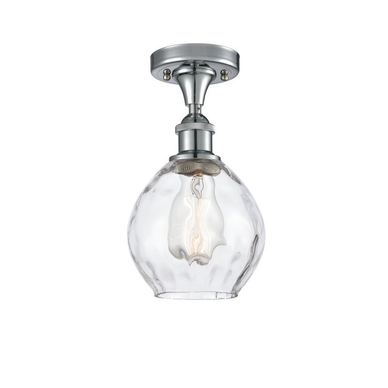 Morganna Glass Semi Flush Mount, 6 Watt Vinage LED Bulb, Polished Chrome
