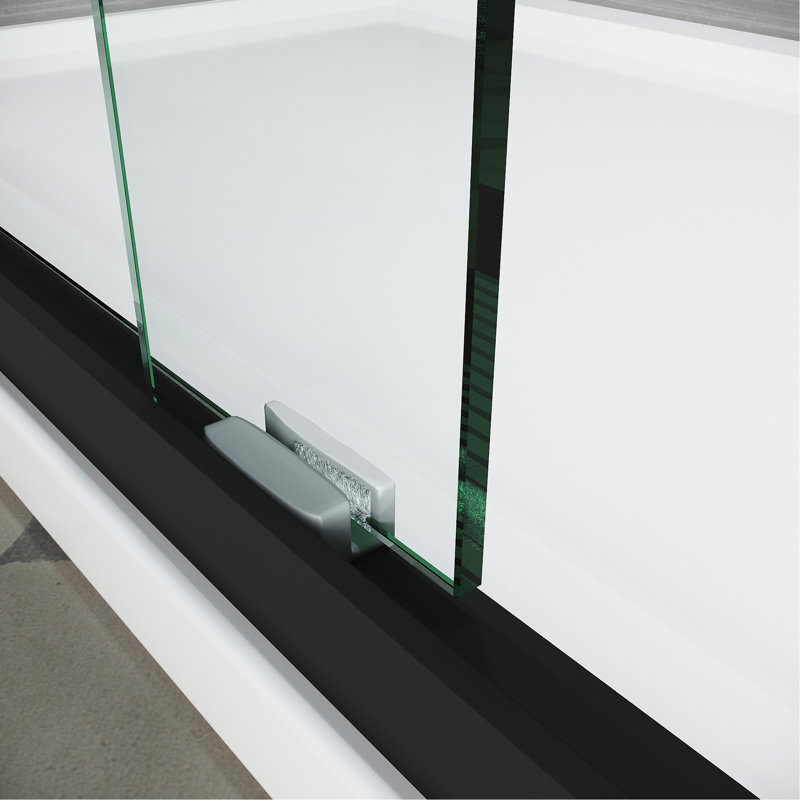 50 - 54 In. Width X 72 Height Sliding Shower Door, Semi- Adjustable, Clear Tempered Glass, 304 Stainless Steel Handles, Black Matt 50-54 W H Glass Adjustable Semi-, Thick