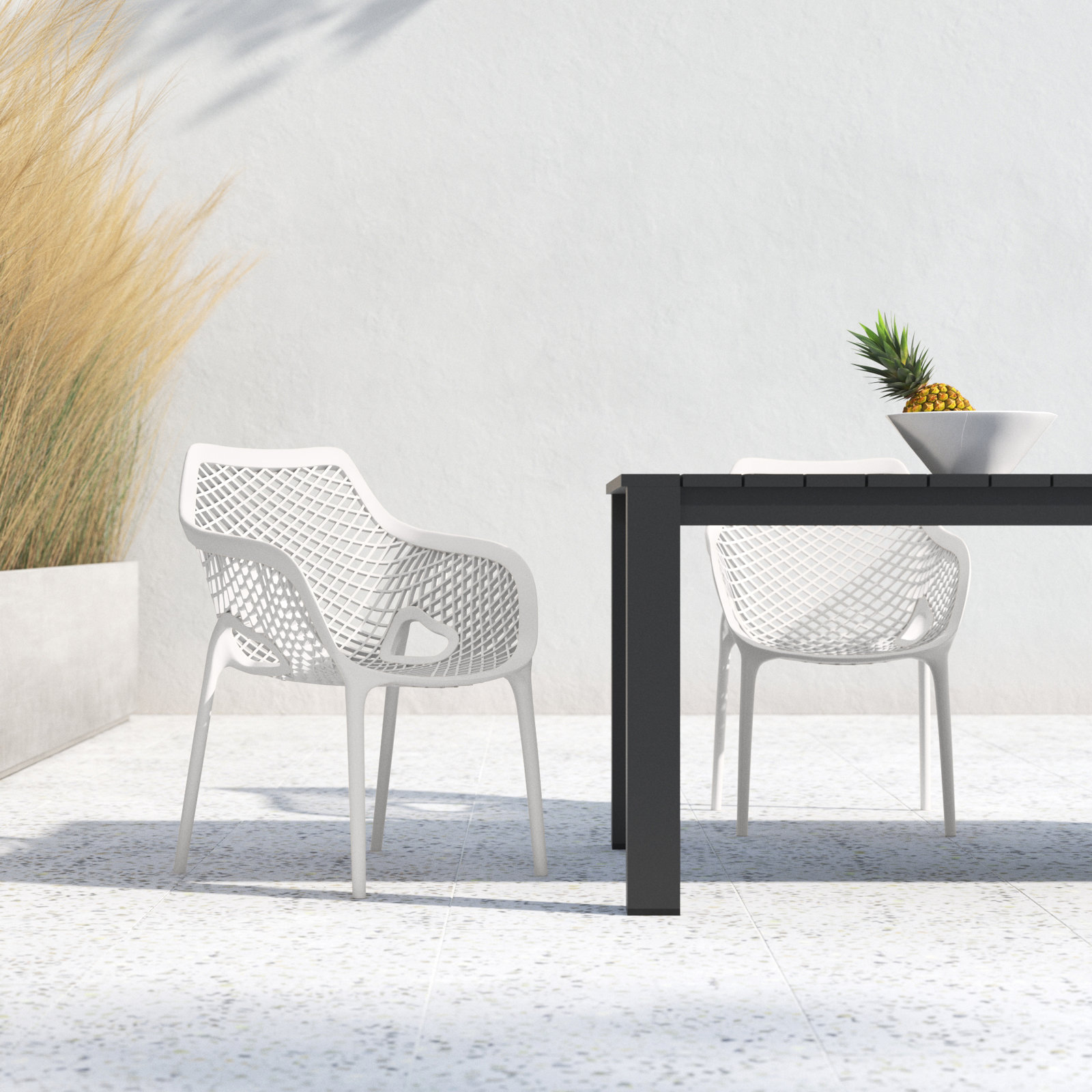 Farrah Stackable Patio Armchair, White