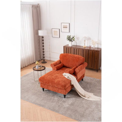 Oversized Chaise Lounge Indoor,Chenille Single Sofa Bed with Wide Seat,Upholstered Lazy Sleeper Armchai,Reading Couch Set for Living Room,Bedroom,5 Colors