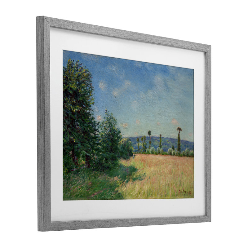 Reproduction sous verre encadrée de sahra Meadows in Morning Sun, design par Alfred Sisley, H 13 po x l 16 po