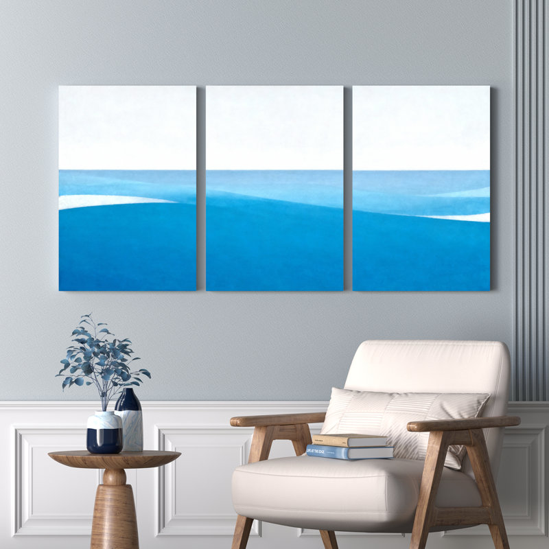 «Abstract Wave», ensemble de 3 reproductions d'art sur toiles tendues sur toile, H 30 po x l 60 po