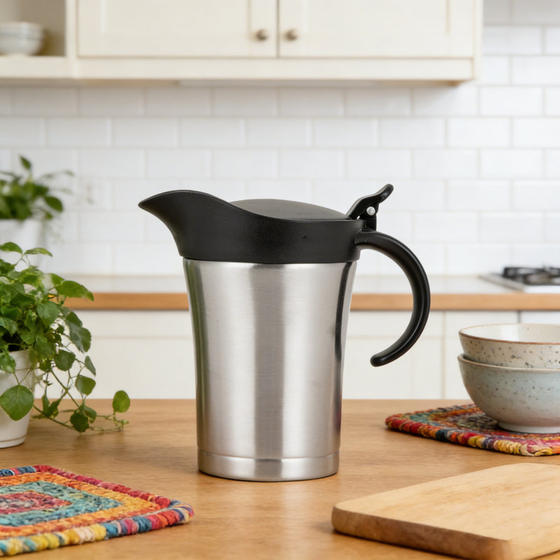 Pot à café 750 ml avec couvercle isotherme à double paroi en acier inoxydable