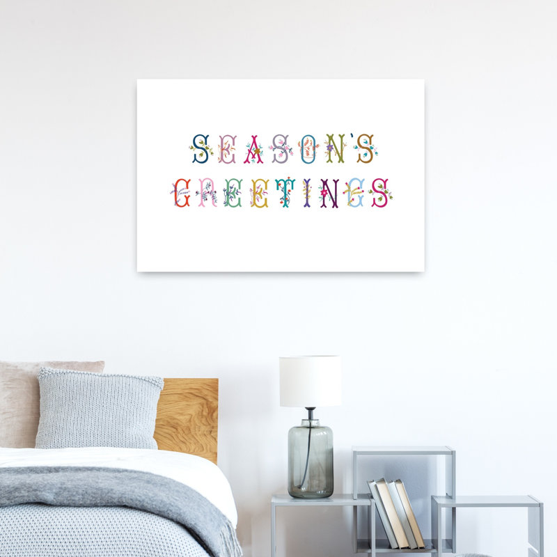 Boho Season's Greetings 1 Piece Wrapped Canvas Wall Art, 60.96cm H x 91.44cm W