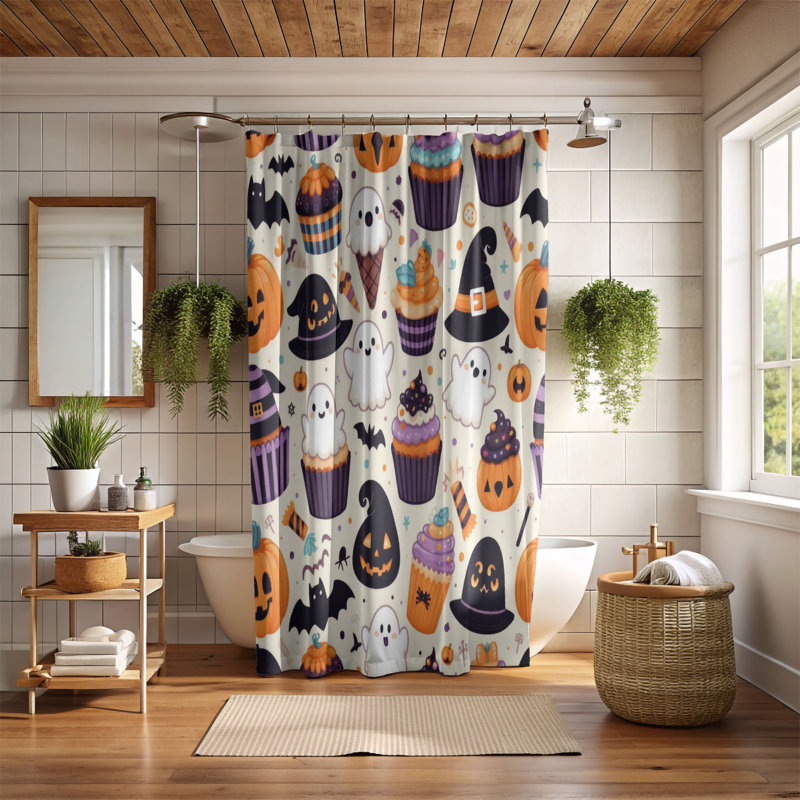 Rideau de douche 1 pièce Halloween Mix, H 74 po x l 40 po