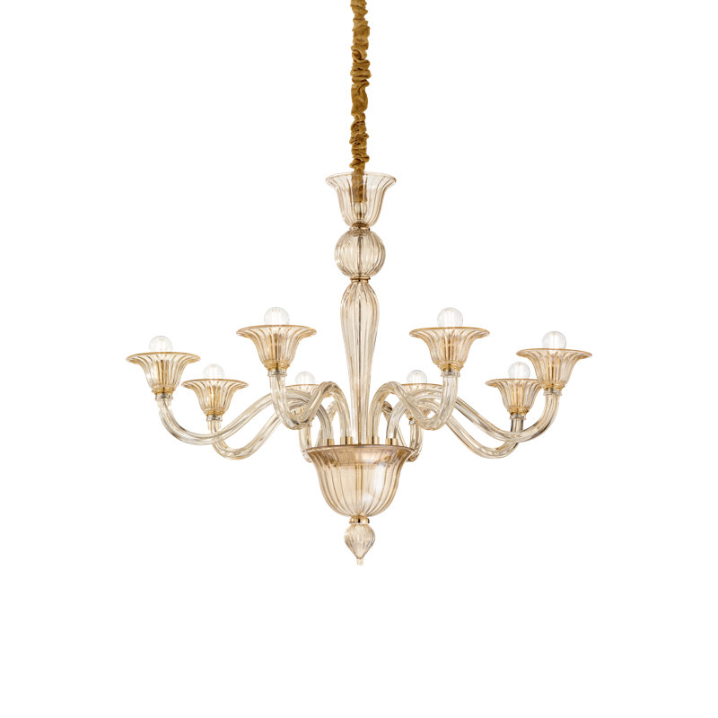Brigitta 8 - Light Candle Style Pendant, Amber