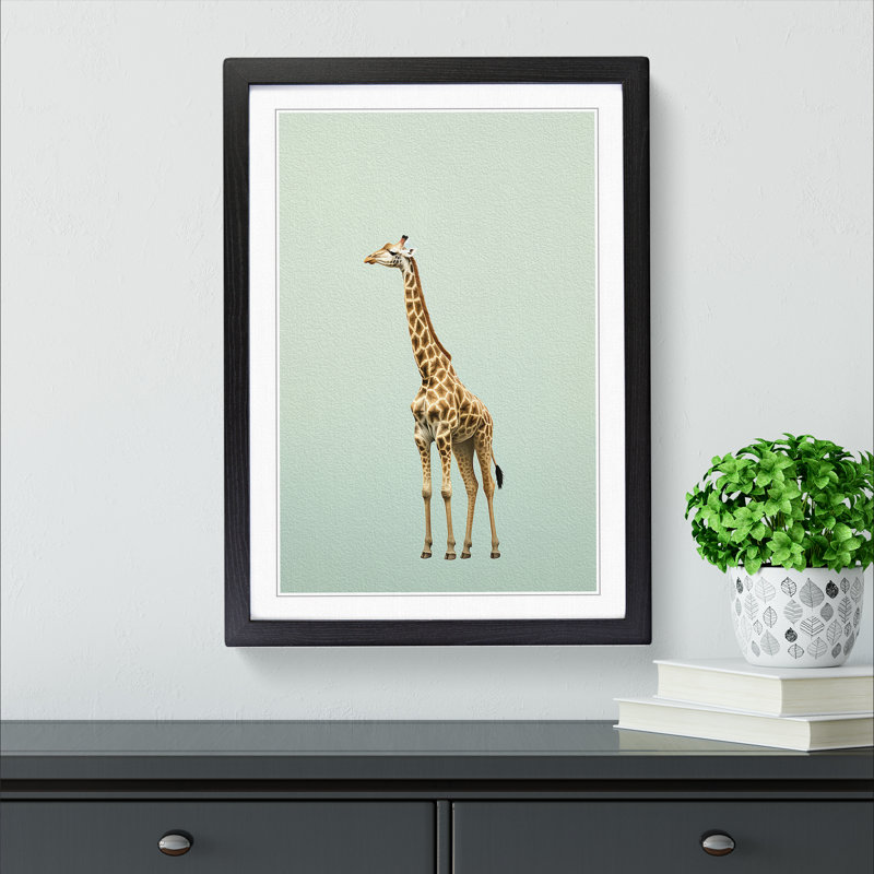 Giraffe Minimalism No.2 - Framed Print, Black Framed, 46cm H x 34cm W