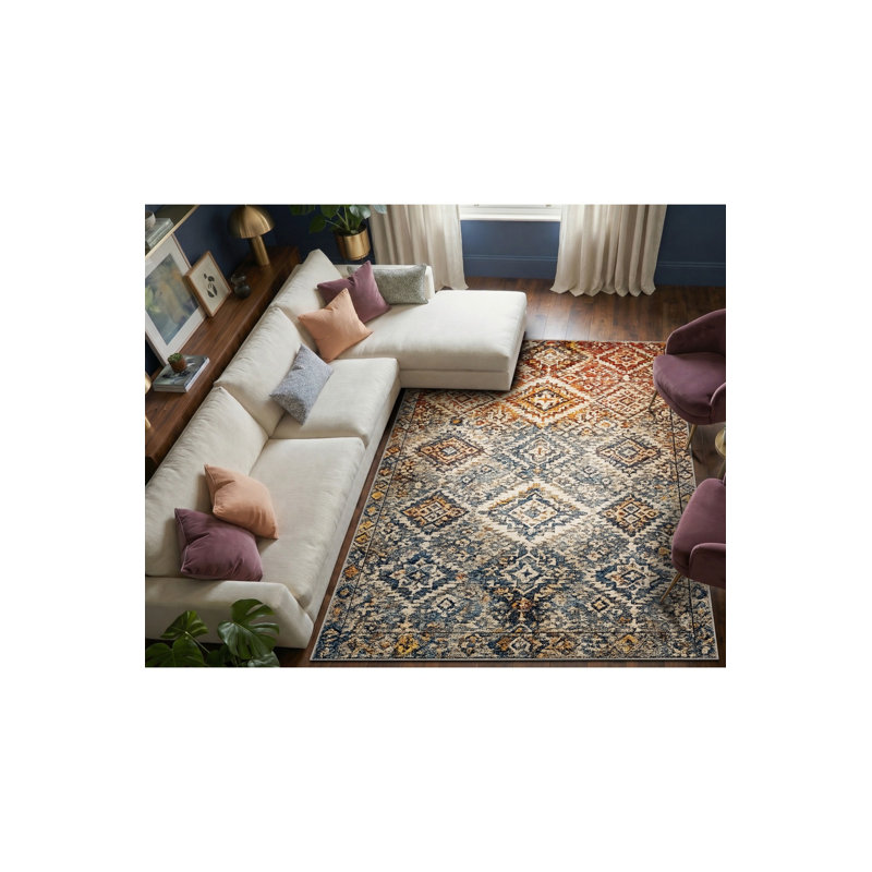 Mayssa Cotton Washable Geometric Indoor / Outdoor Rug, 3'11" x 5'11"
