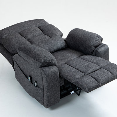 Old age electric lift chair, flat high density foam electric sofa, with heating and massage functions, can tilt to 180 degrees, 2 pocket cup holders, 2 remote controls, 4 OKIN motors