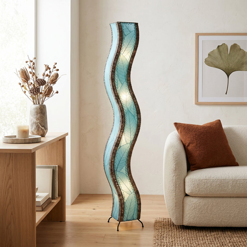 Lampe sur pied colonne Gertie, Bleu mer, 72"