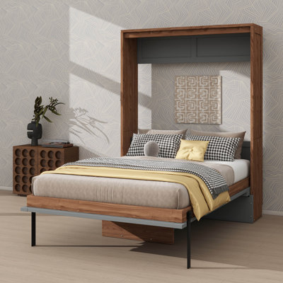 Full-Size Murphy Bed With Collapsible Desk – Space-Saving Wall Bed