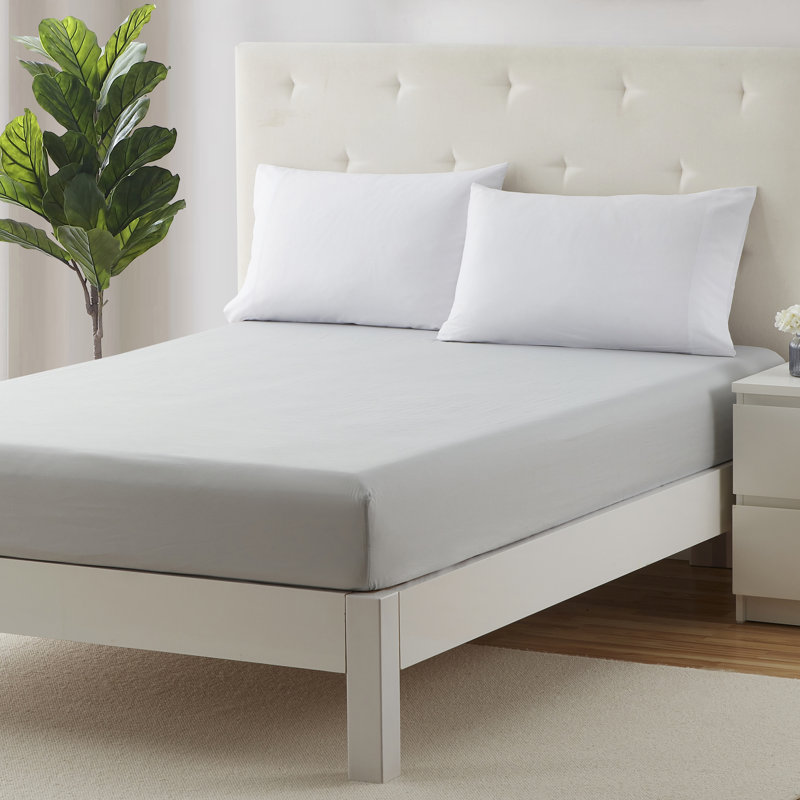 Soft Microfiber Fitted Sheets Moisture Wicking Fitted Bed Sheets Fits Up to 16" Deep Pocket, Full, Silver