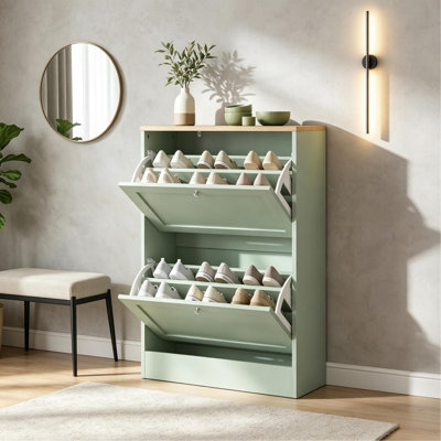 Meuble à chaussures élégant, organisateur de chaussures moderne et dissimulé, meuble à chaussures d'entrée étroit (meuble à chaussures seulement)