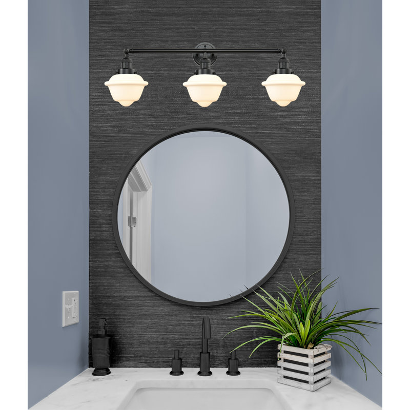 Éclairage de salle de bain 3 lumières à intensité variable Oxford, Blanc mat, Bronze huilé