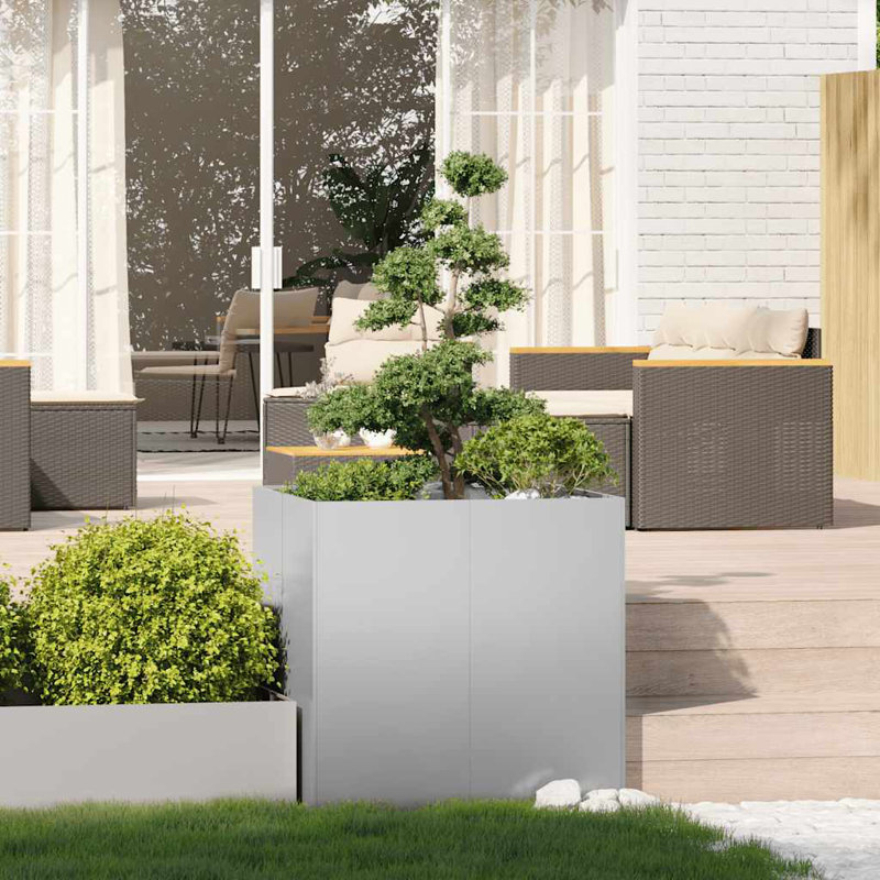 Planter, 80cm H x 80cm W x 80cm D, Silver