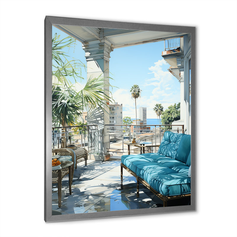 «Miami Rooftop Escape On», reproduction sur toile, H 40 po x l 30 po x P 1,5 po, Cadre photo argenté