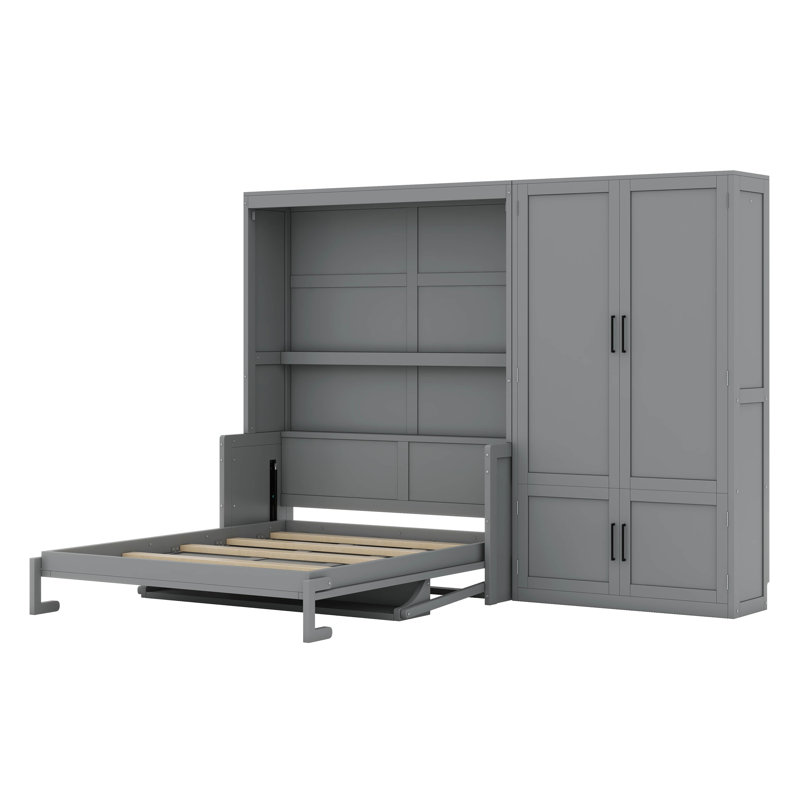 Lit escamotable avec placard Culbreth, Gris
