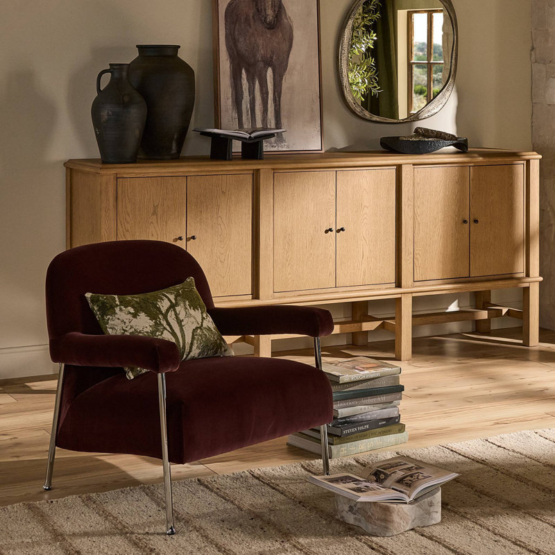 Chaise Gabriette - Prune de Surrey, Velours de performance prune Surrey