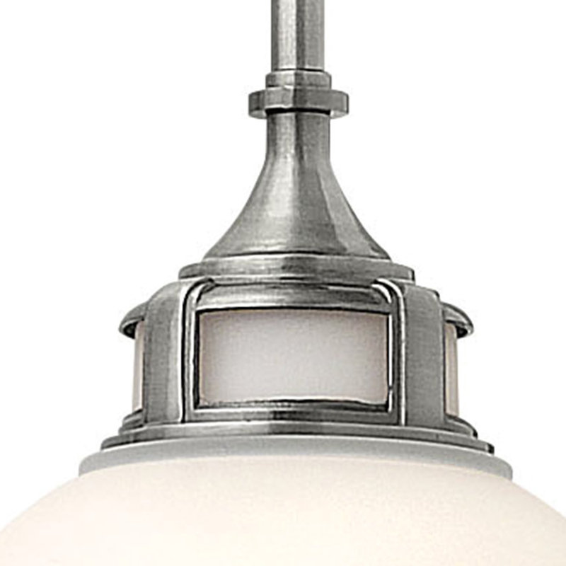 Mini Amelia Etched Opal LED Pendant in Polished Antique Nickel
