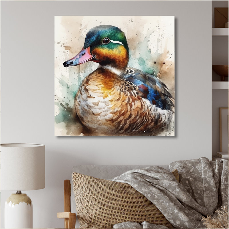Magnifique Canard mâle II - reproduction sur toile, H 36 po x l 36 po, Toile tendue